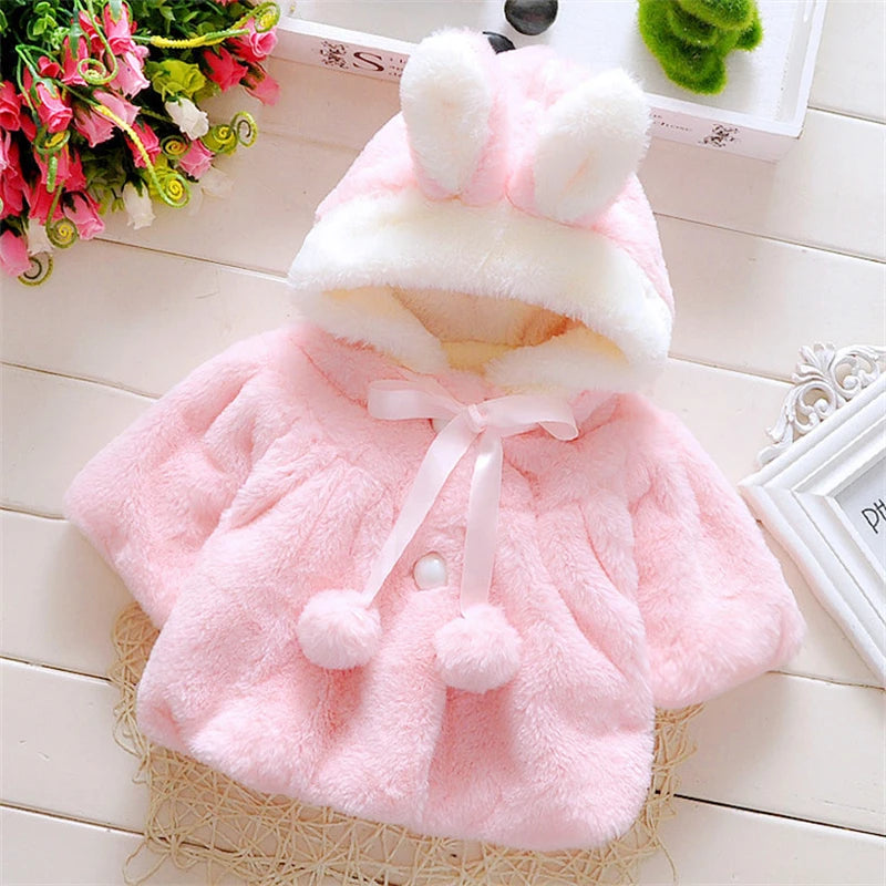 Tops - Autumn/Winter - Girls - Newborn-24M -🐰Bunny Ears Fleece Cape Jacket Main