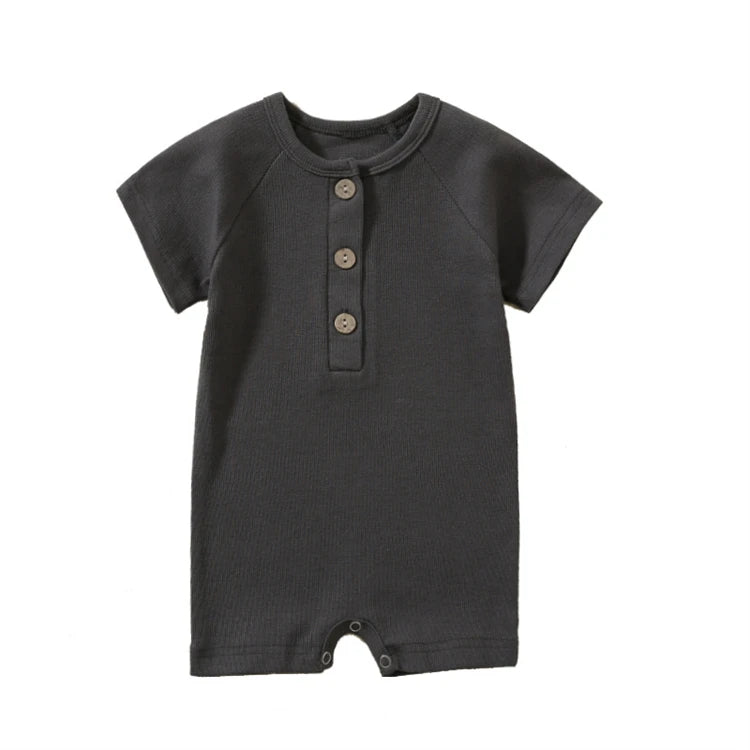 Summer Infant Romper Short Sleeve Ribbed Jumpsuit for Baby Boys