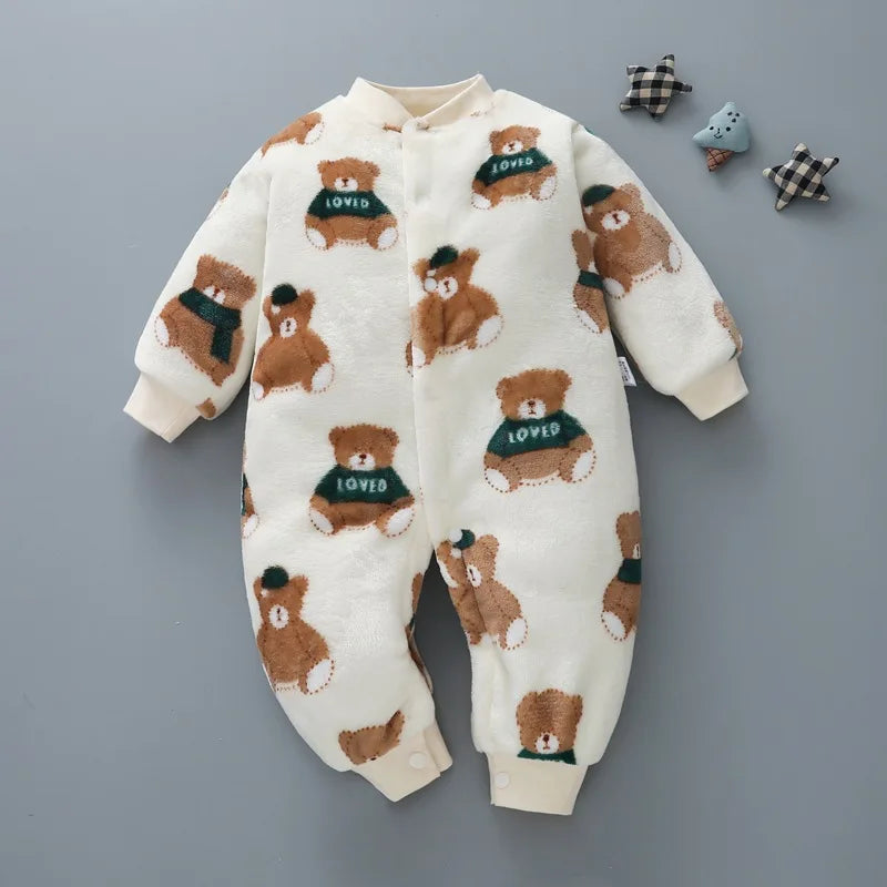 Baby Winter Dinosaur Fleece Romper