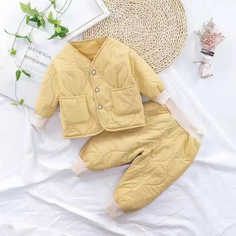 Matching - Sets - Winter - Girl & Boy - 1y to 5y 🎯 Winter Quilted Pullover & Pants Set – Cozy Outfit for Boys & Girls (12M–6Y)