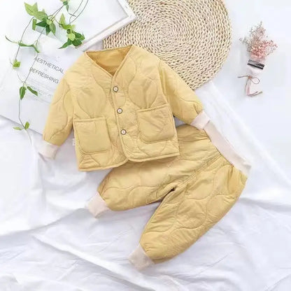 Matching - Sets - Winter - Girl & Boy - 1y to 5y 🎯 Winter Quilted Pullover & Pants Set – Cozy Outfit for Boys & Girls (12M–6Y)