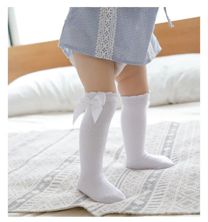 Girls Knee-High Bow Socks