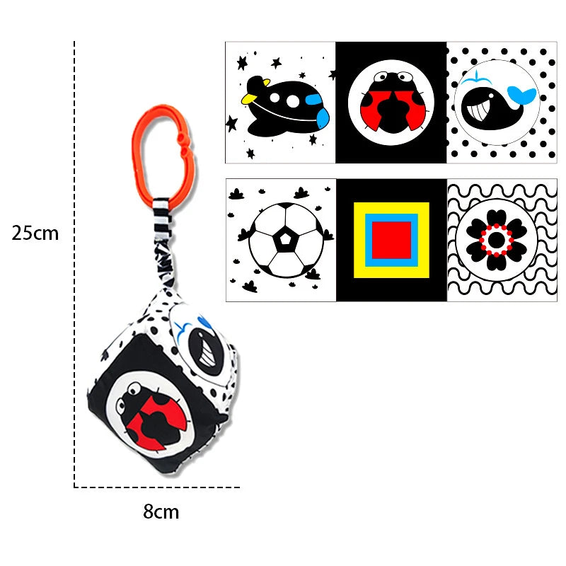 Books - Baby PARENT-Child Learning By Soft Cloth Book - Level 1 - Early Learning – Newborn High Contrast Animal Hanging Rattle Sensory Toy – 1M to 36M