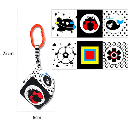 Books - Baby PARENT-Child Learning By Soft Cloth Book - Level 1 - Early Learning – Newborn High Contrast Animal Hanging Rattle Sensory Toy – 1M to 36M