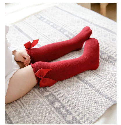 Girls Knee-High Bow Socks