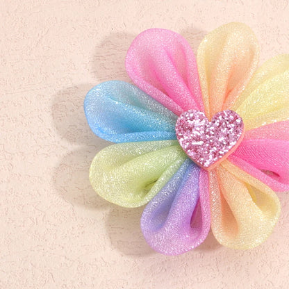 Oaoleer 2pcs/set Colorful Flower Hair Clips Sweet Girls Mesh Simulation Flowers Hairpin Barrettes Kids Headwear Hair Accessories