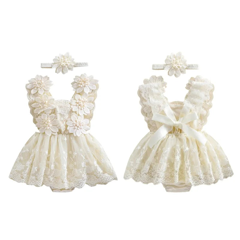 Bodysuits - Summer - Girl - 0 to 24m 👗 Floral Embroidery Baby Bodysuit Set
