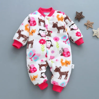 Baby Winter Dinosaur Fleece Romper