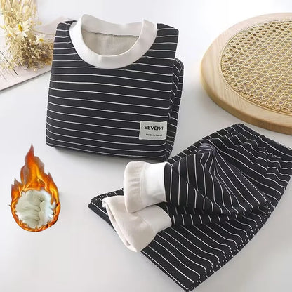 Matching - Sets - Winter - Boy - 6m to 5y❄️Snuggly Striped Pajama Set for Boys