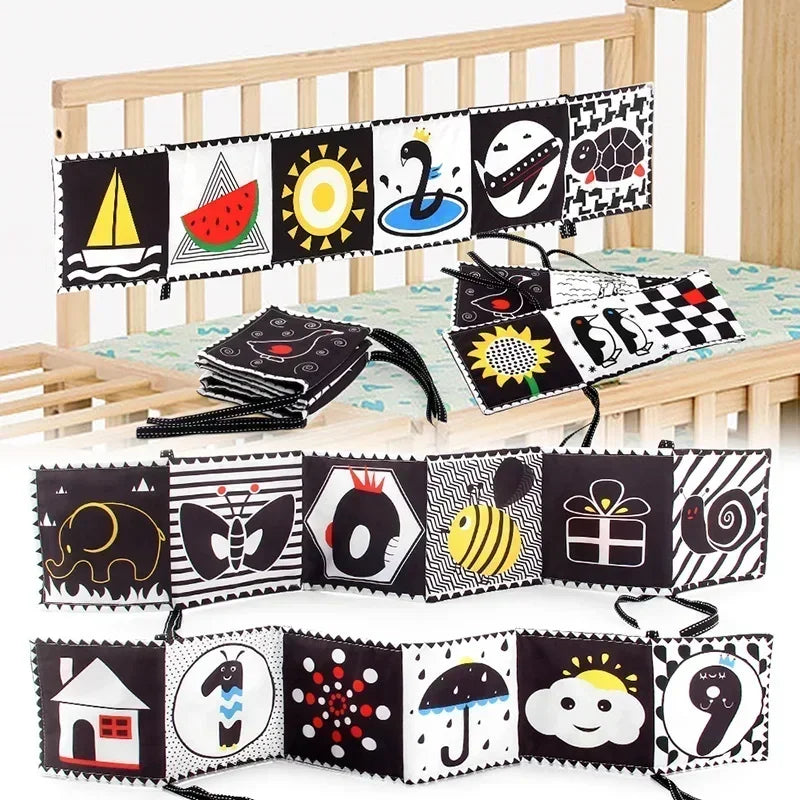 Books - Baby PARENT-Child Learning By Soft Cloth Book - Level 1 - Early Learning – 👶 High Contrast Black & White Animal Sensory Cloth Book