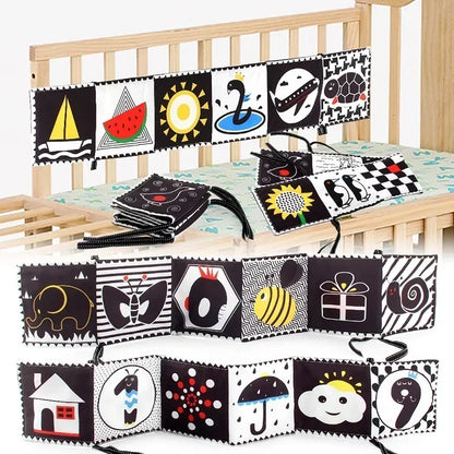 Books - Baby PARENT-Child Learning By Soft Cloth Book - Level 1 - Early Learning – 👶 High Contrast Black & White Animal Sensory Cloth Book