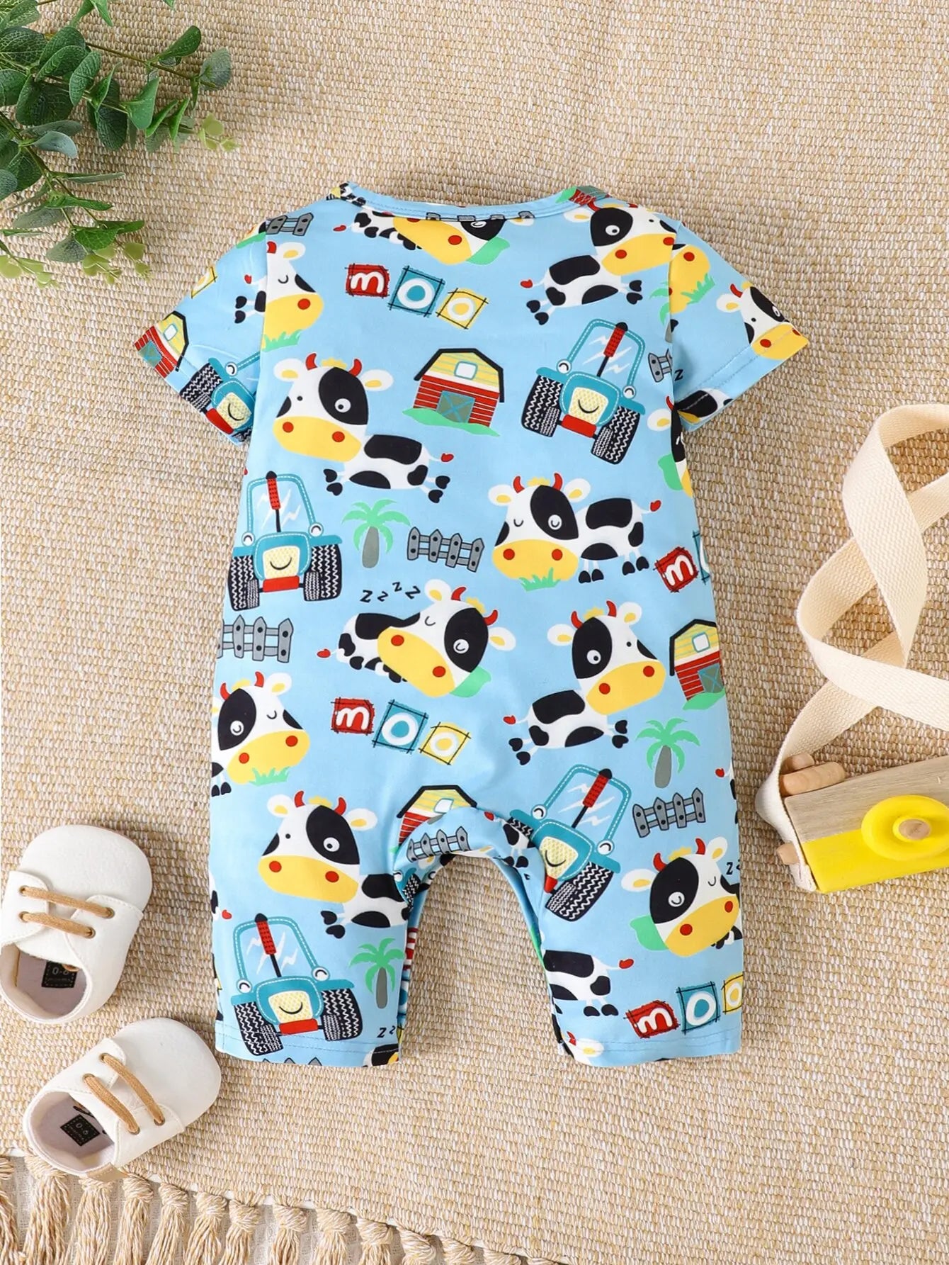 Baby Boy Cow Print Romper