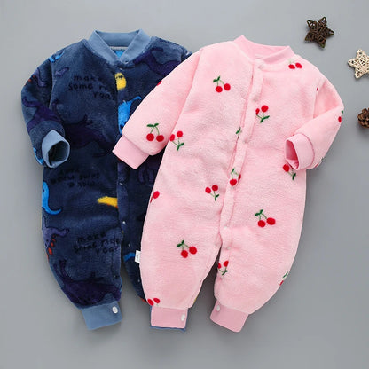 Baby Winter Flannel Romper Jacket For Girls