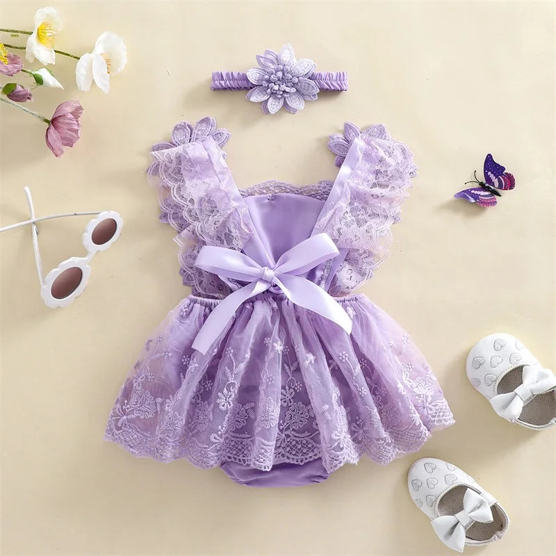 Bodysuits - Summer - Girl - 0 to 24m 👗 Floral Embroidery Baby Bodysuit Set