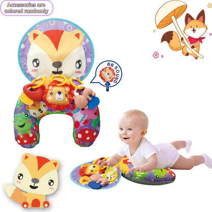 Baby Tummy Time Pillow with Rattle Toys, Multifunctional Crawling Mat