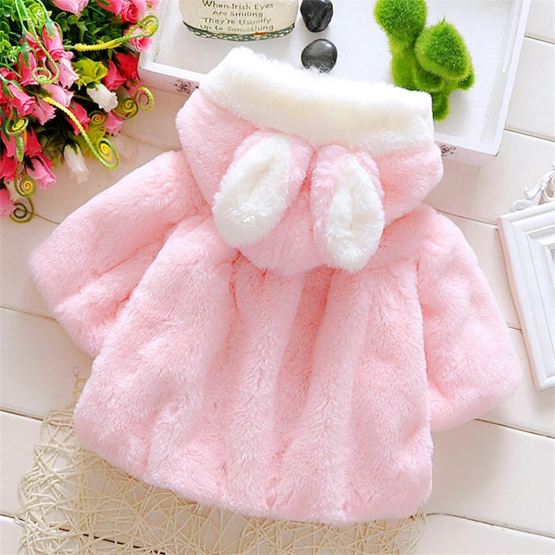 Tops - Autumn/Winter - Girls - Newborn-24M -🐰Bunny Ears Fleece Cape Jacket Main