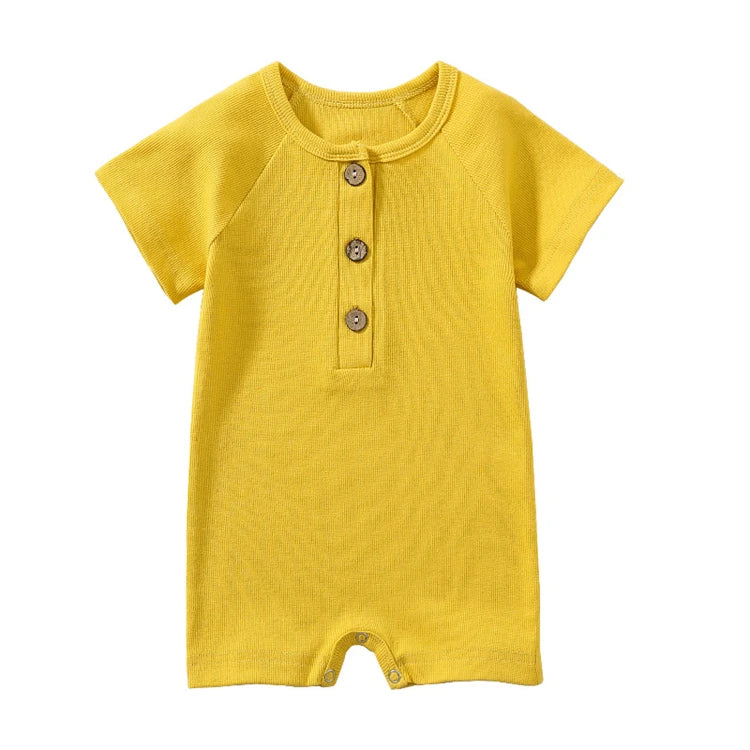 Summer Infant Romper Short Sleeve Ribbed Jumpsuit for Baby Boys