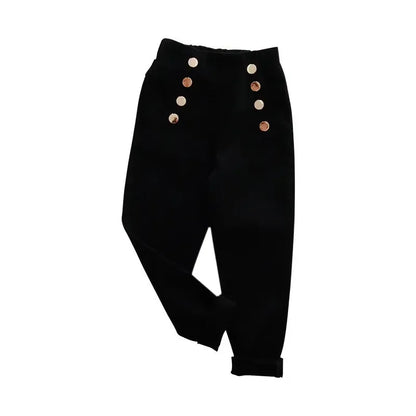 Spring Autumn Girls Button Pants