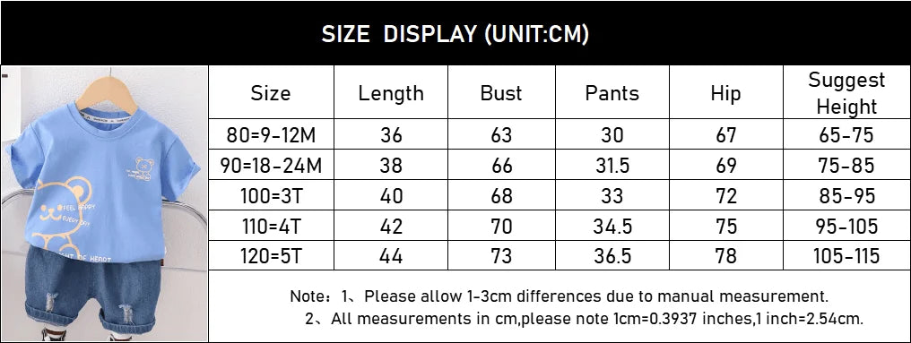 New Summer Children Boys Cotton Clothes Kids Cartoon Bear Tshirt Shorts 2Pcs/Sets Toddler Fashion Tracksuit Infant Casual Outfit