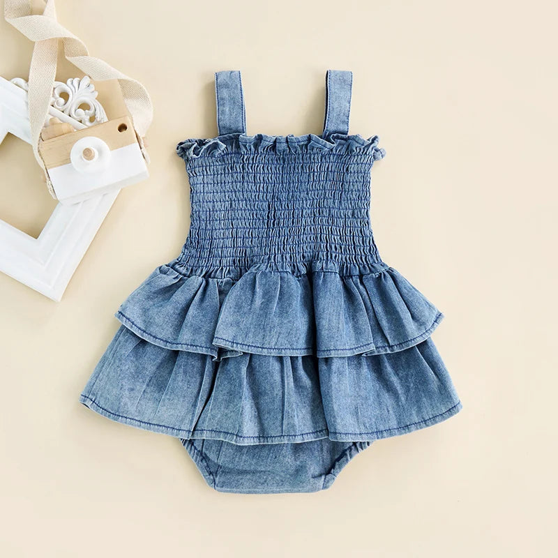 Baby Girl Ruffle Suspender Romper