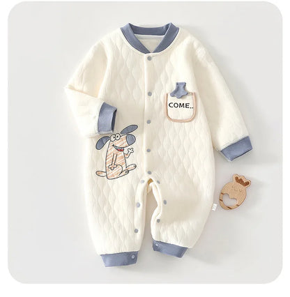 Jumpsuits - Girl & Boy - 0 to 12m 🧸❄️ Unisex Warm Flannel Autumn Jumpsuit