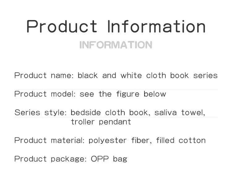 Books - Baby PARENT-Child Learning By Soft Cloth Book - Level 1 - Early Learning – 👶 High Contrast Black & White Animal Sensory Cloth Book