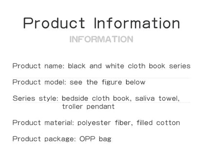 Books - Baby PARENT-Child Learning By Soft Cloth Book - Level 1 - Early Learning – 👶 High Contrast Black & White Animal Sensory Cloth Book