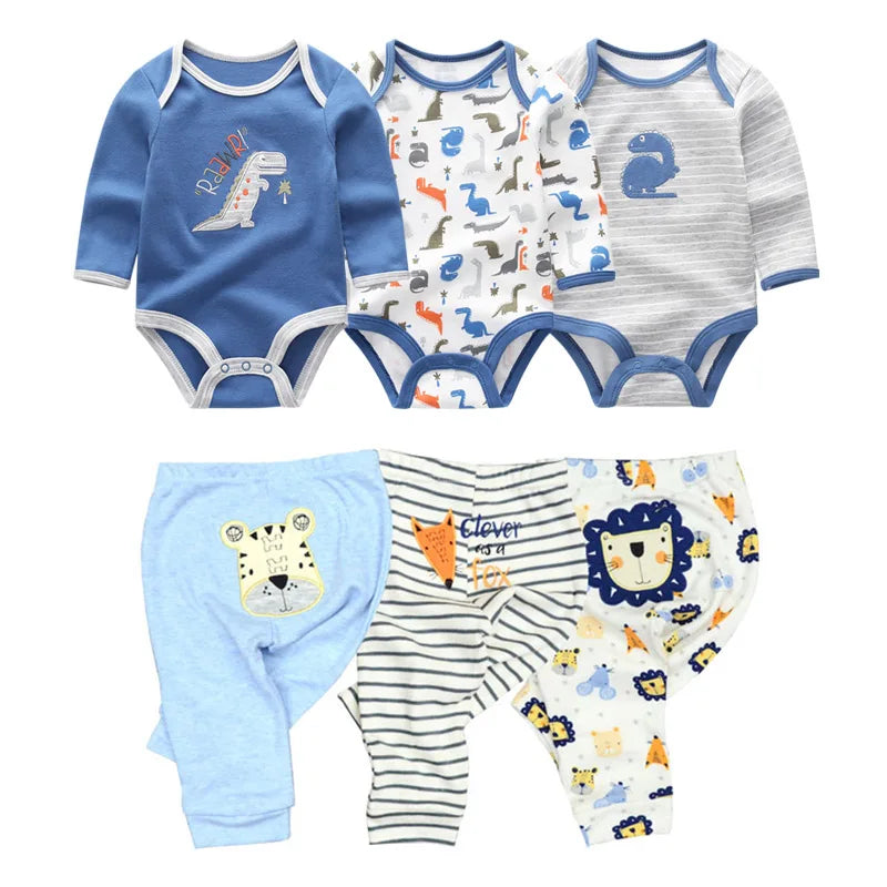 Matching - Sets - Autumn - Girl & Boy - 0 to 12m - Autumn & Spring 👶 Unisex Cotton Long Sleeve Essentials Bundle (6 or 8 Pieces)