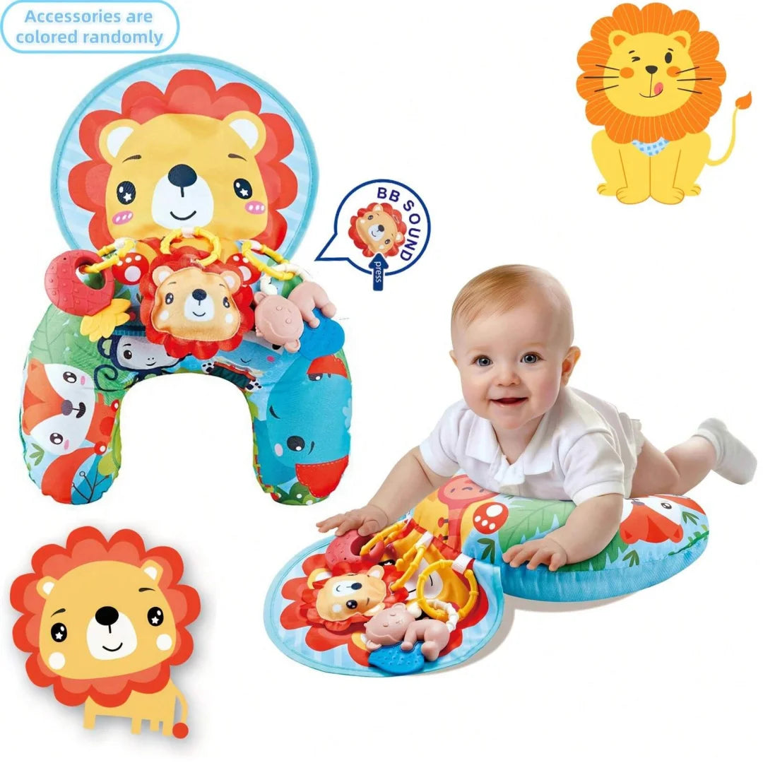 Baby Tummy Time Pillow with Rattle Toys, Multifunctional Crawling Mat