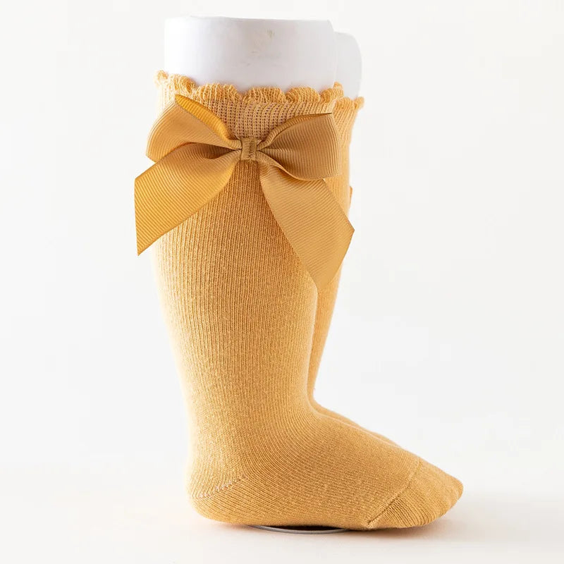 Girls Knee-High Bow Socks