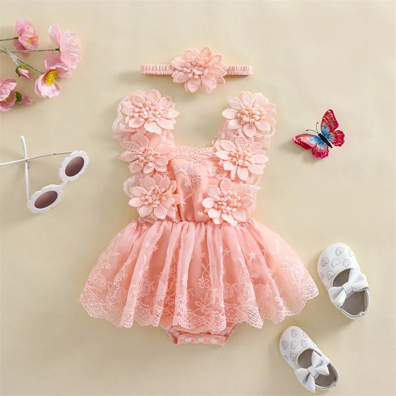 Bodysuits - Summer - Girl - 0 to 24m 👗 Floral Embroidery Baby Bodysuit Set