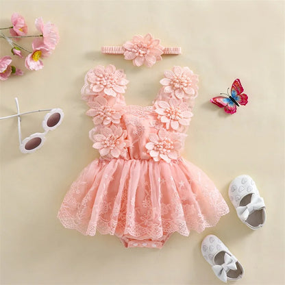 Bodysuits - Summer - Girl - 0 to 24m 👗 Floral Embroidery Baby Bodysuit Set