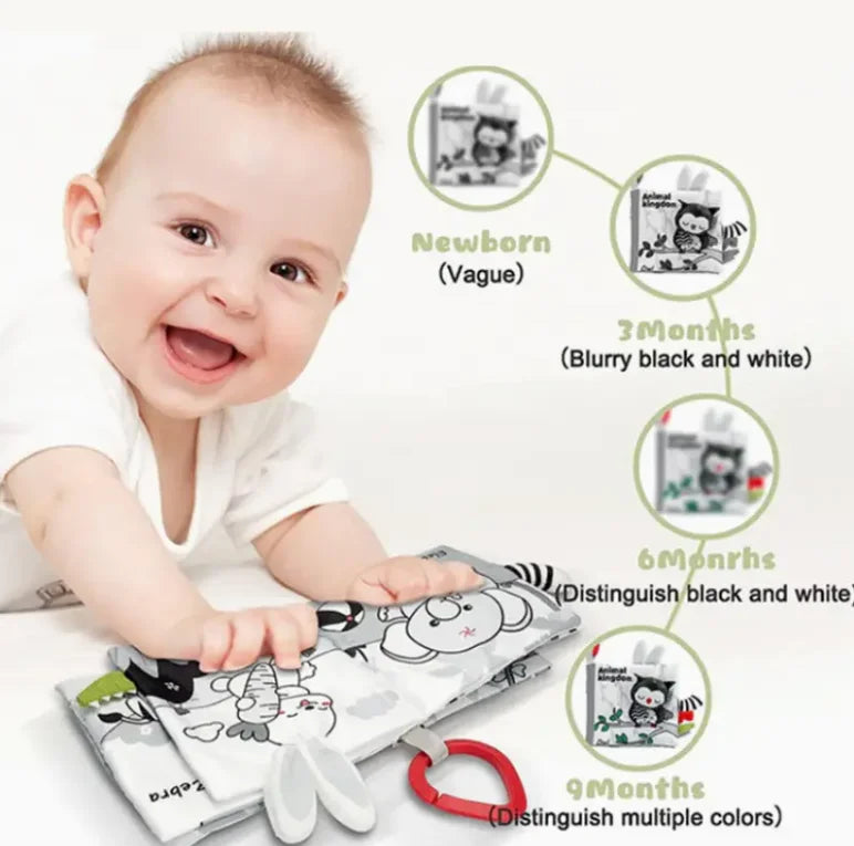 Books - Baby PARENT-Child Learning By Soft Cloth Book - Level 1 - 0 to 36m - Black And White Cloth Book, Early Education