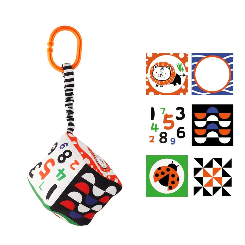 Books - Baby PARENT-Child Learning By Soft Cloth Book - Level 1 - Early Learning – Newborn High Contrast Animal Hanging Rattle Sensory Toy – 1M to 36M