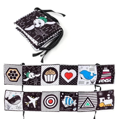 Books - Baby PARENT-Child Learning By Soft Cloth Book - Level 1 - Early Learning – 👶 High Contrast Black & White Animal Sensory Cloth Book