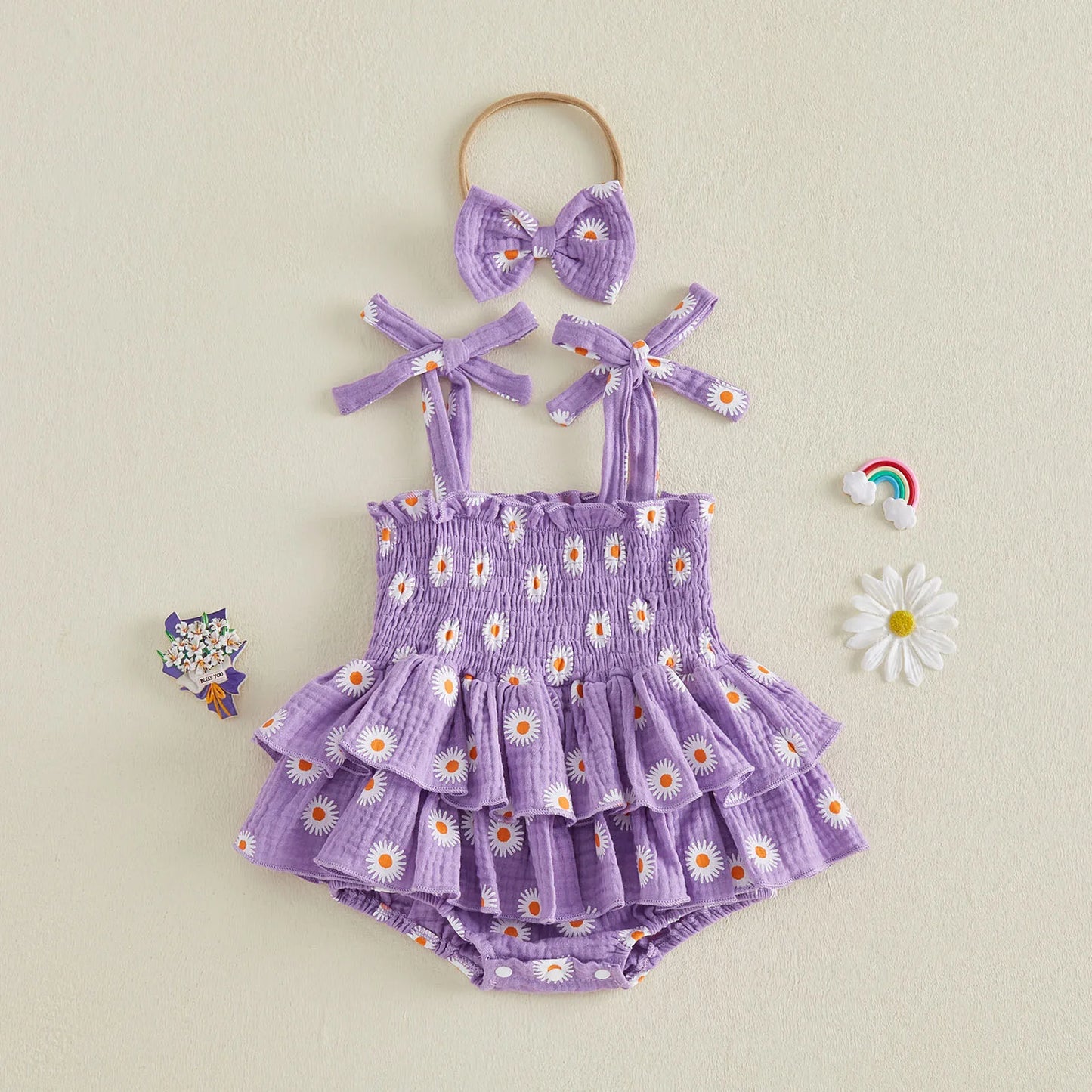 Bodysuits - Summer - Girl - 0 to 18m 👉 🌼 Daisy Tiered Baby Bodysuit Dress Set