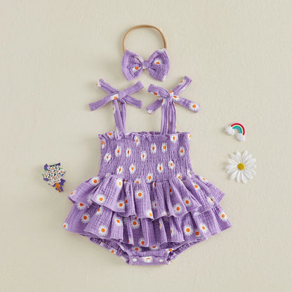 Bodysuits - Summer - Girl - 0 to 18m 👉 🌼 Daisy Tiered Baby Bodysuit Dress Set