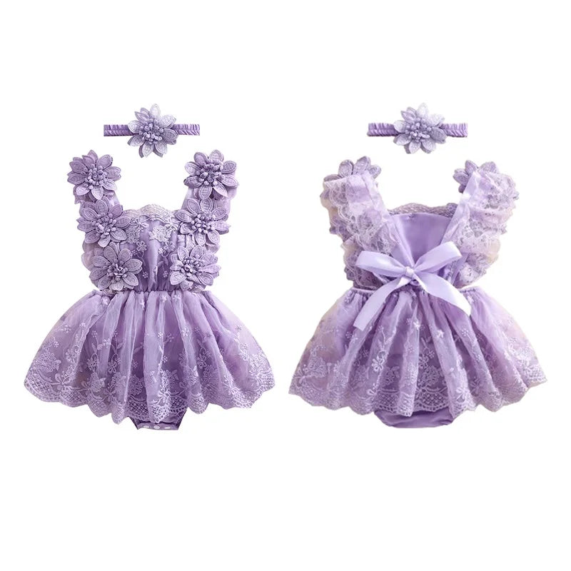 Bodysuits - Summer - Girl - 0 to 24m 👗 Floral Embroidery Baby Bodysuit Set