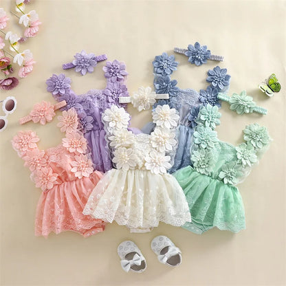 Bodysuits - Summer - Girl - 0 to 24m 👗 Floral Embroidery Baby Bodysuit Set