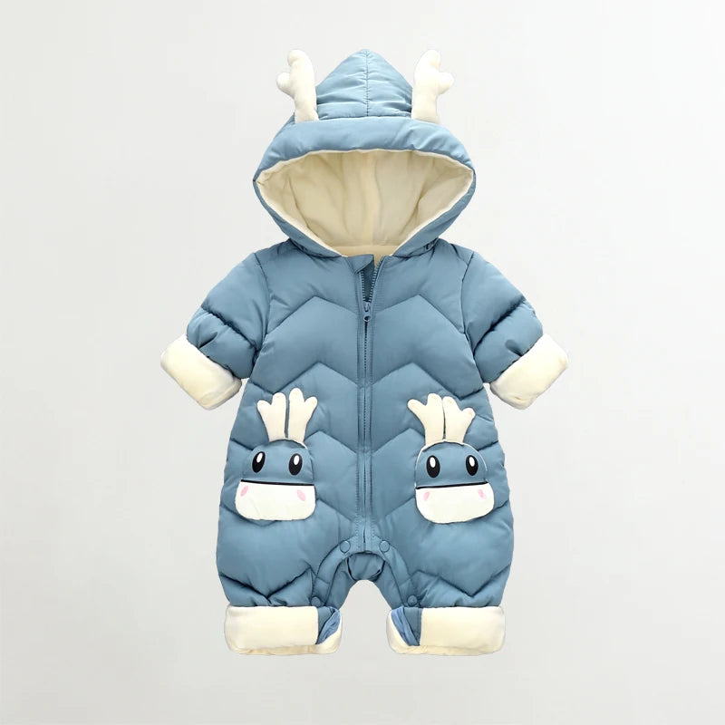 Jumpsuits - Girl & Boy - 0 to 24m 🦌🤍 Deer Hood Winter Snowsuit for Babies & Toddlers Main