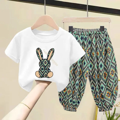 Children Clothing Sets Boys Girls 2024 Summer Kids Clothes Cotton T-shirt Short Sleeves Trousers 2pcs Suit Baby Clothes