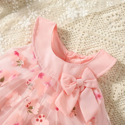 Dresses - Summer - 3m to 3y 🌸 Flower Bow Baby Girl Princess Sleeveless Dress – Elegant Summer Dress For Newborn to 3 Years Old 🌸
