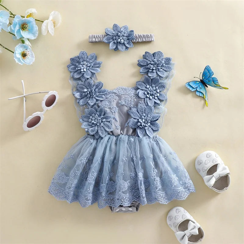 Bodysuits - Summer - Girl - 0 to 24m 👗 Floral Embroidery Baby Bodysuit Set