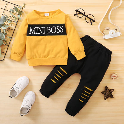 Matching - Sets - Autumn & Spring - Boy - 0 to 18m 🍂 Baby Boy Outfit Suit Letter Print 2-Piece Set