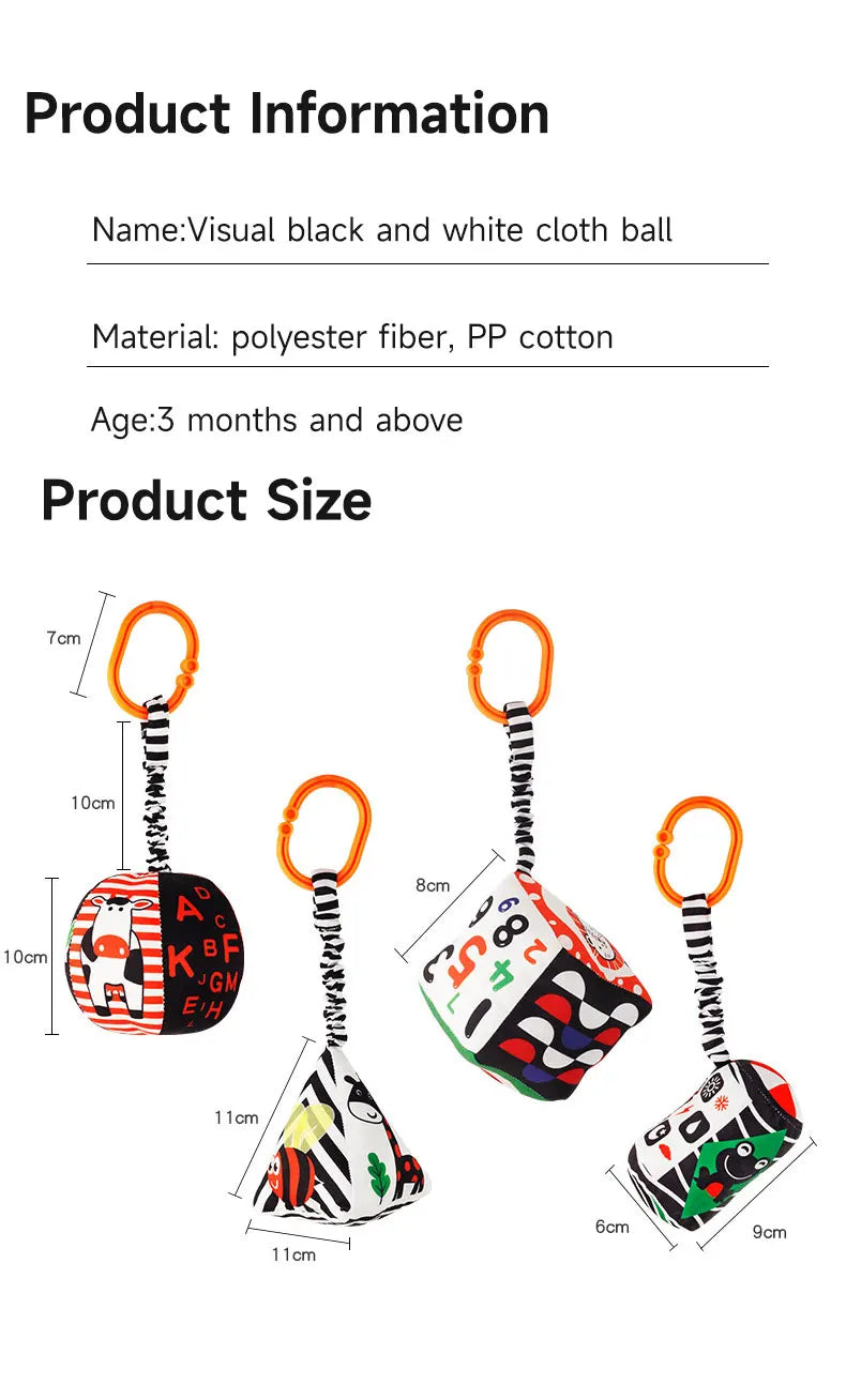 Books - Baby PARENT-Child Learning By Soft Cloth Book - Level 1 - Early Learning – Newborn High Contrast Animal Hanging Rattle Sensory Toy – 1M to 36M