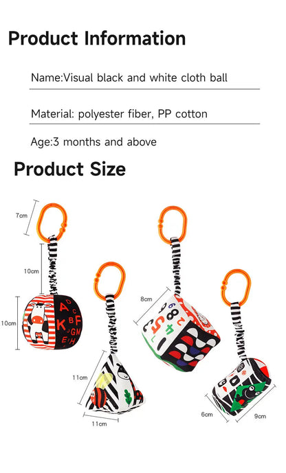 Books - Baby PARENT-Child Learning By Soft Cloth Book - Level 1 - Early Learning – Newborn High Contrast Animal Hanging Rattle Sensory Toy – 1M to 36M