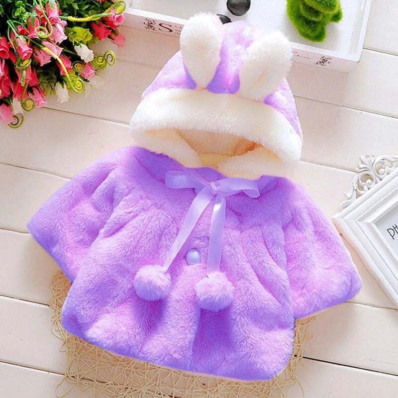 Tops - Autumn/Winter - Girls - Newborn-24M -🐰Bunny Ears Fleece Cape Jacket Main