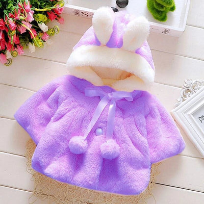 Tops - Autumn/Winter - Girls - Newborn-24M -🐰Bunny Ears Fleece Cape Jacket Main