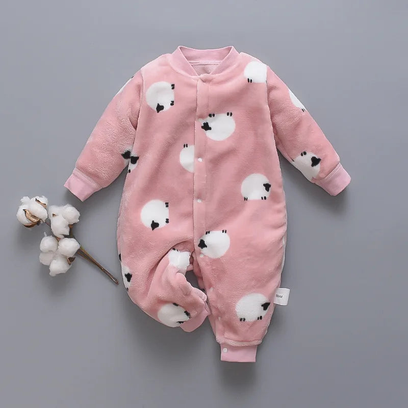 Baby Winter Dinosaur Fleece Romper