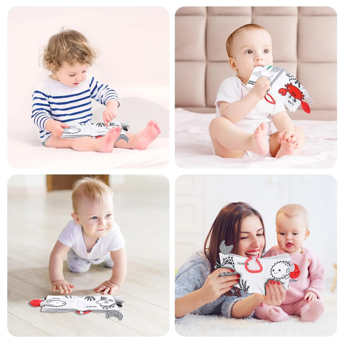 Books - Baby PARENT-Child Learning By Soft Cloth Book - Level 1 - 0 to 36m - Black And White Cloth Book, Early Education